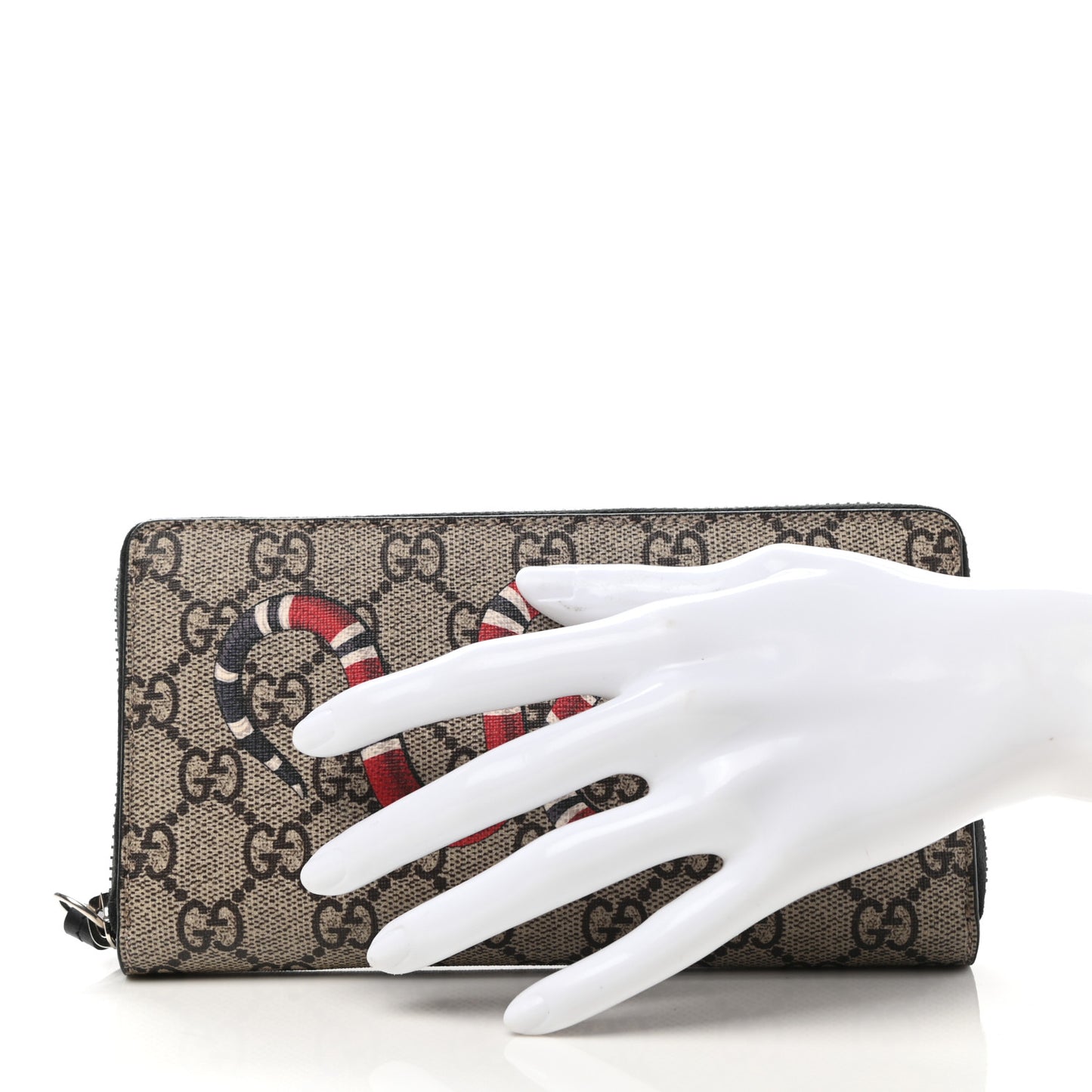 GG Supreme Monogram Kingsnake Zip Around Wallet Black