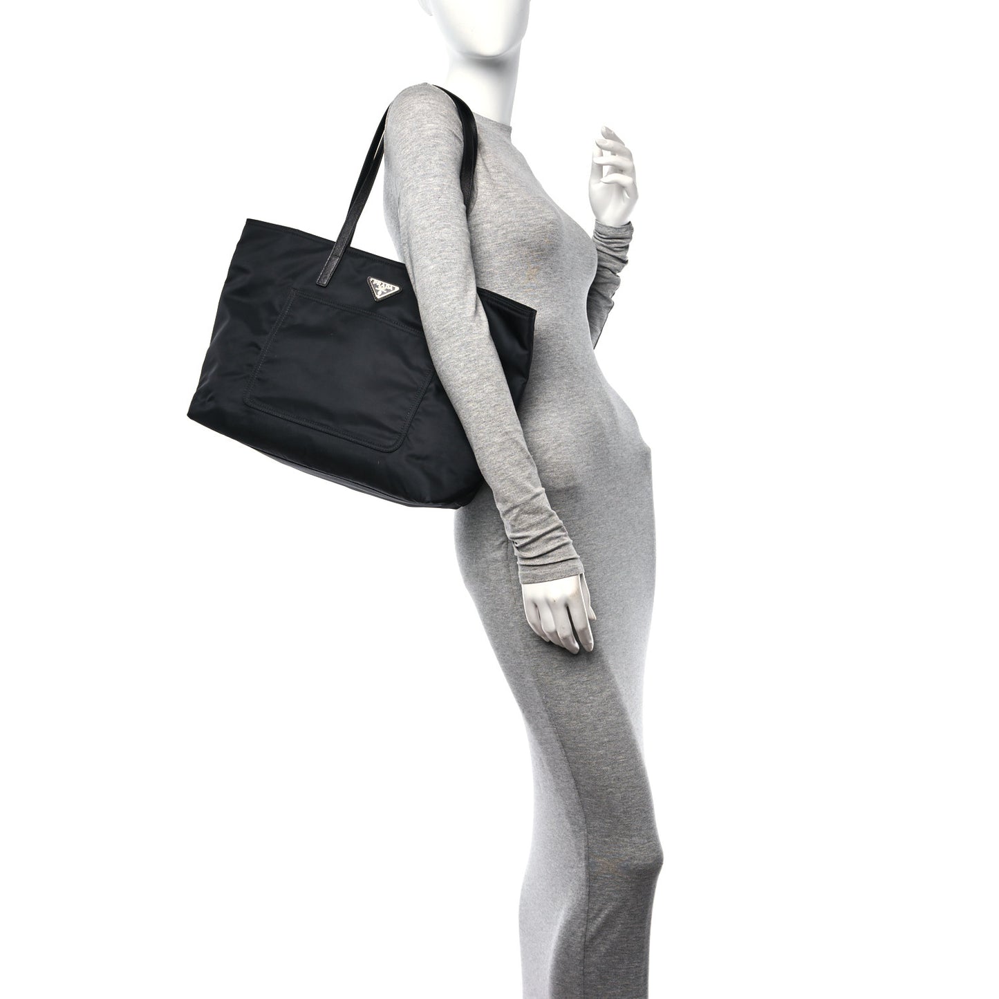 Tessuto Nylon Saffiano Shopping Tote Black
