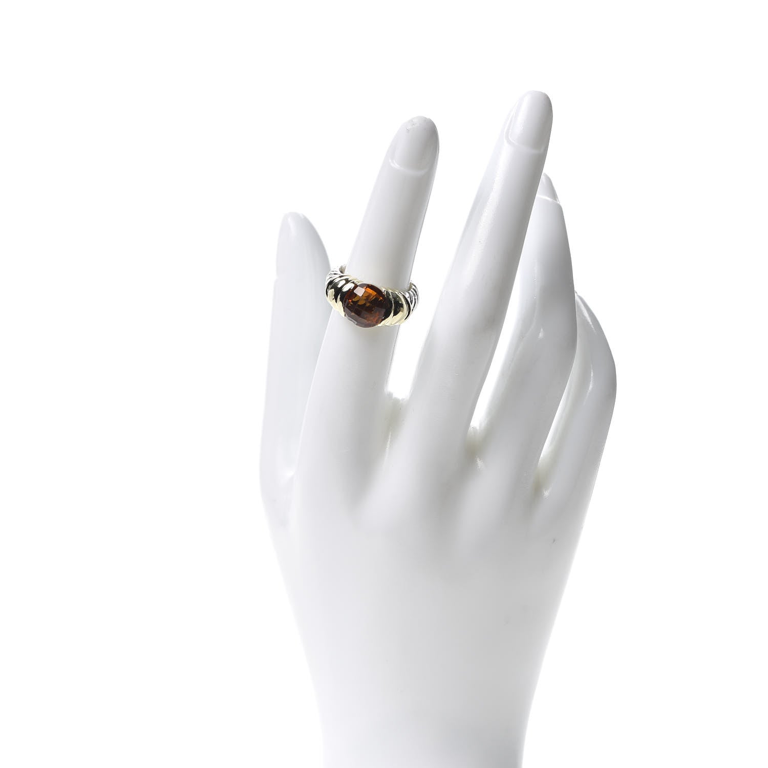 David Yurman Sterling Silver 14K Yellow Gold Citrine 10mm Cable Capri Ring 52 6 2 of 5