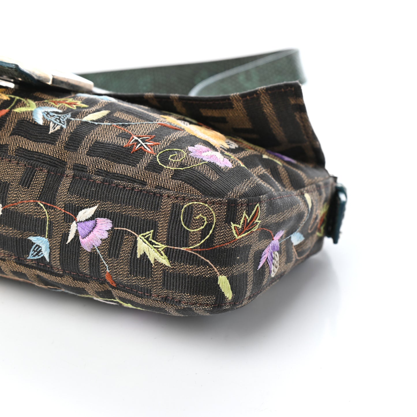 Lizard Zucca Floral Embroidered Baguette Tobacco Multicolor