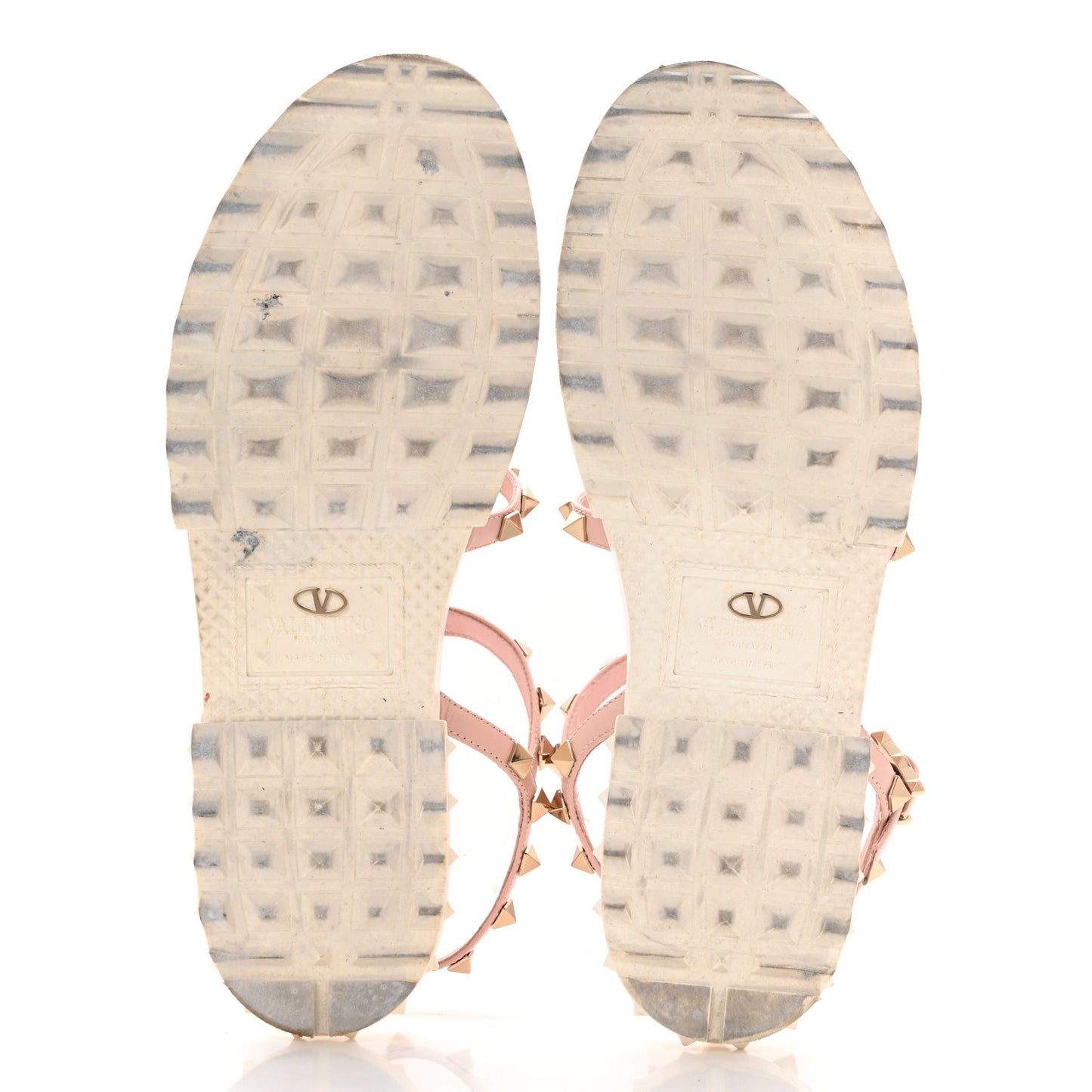 Calfskin Bedrock Rockstud Ankle Flat Sandals 39 Water Rose