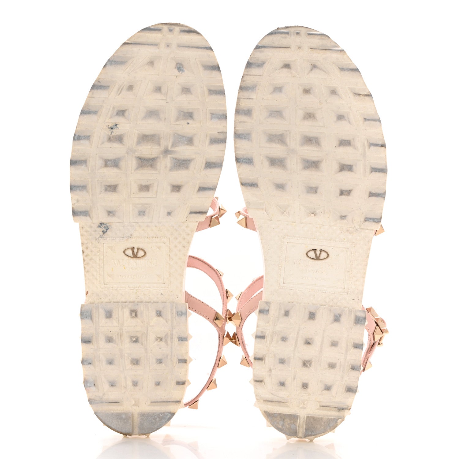 Valentino Garavani Calfskin Bedrock Rockstud Ankle Flat Sandals 39 Water Rose 5 of 11