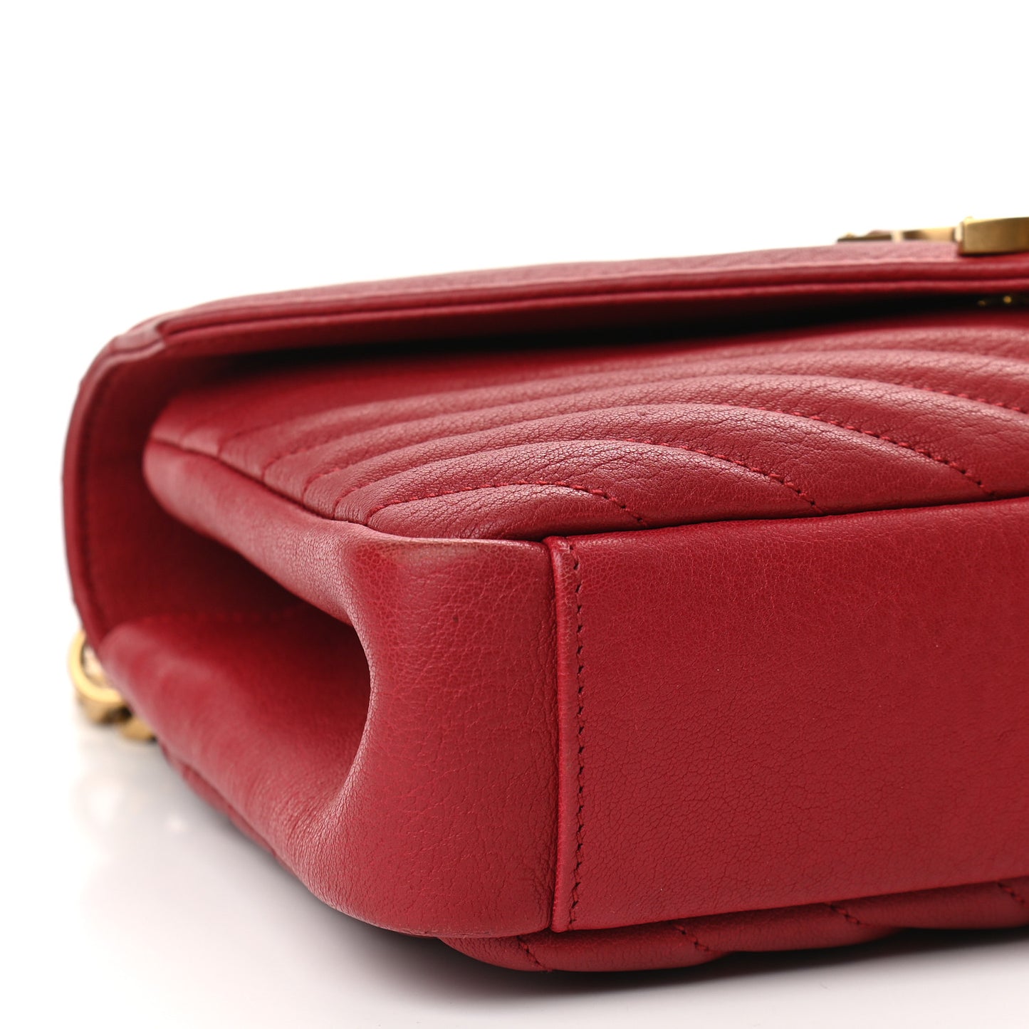 Sheepskin Matelasse Chevron Monogram Medium College Bag Lipstick Red