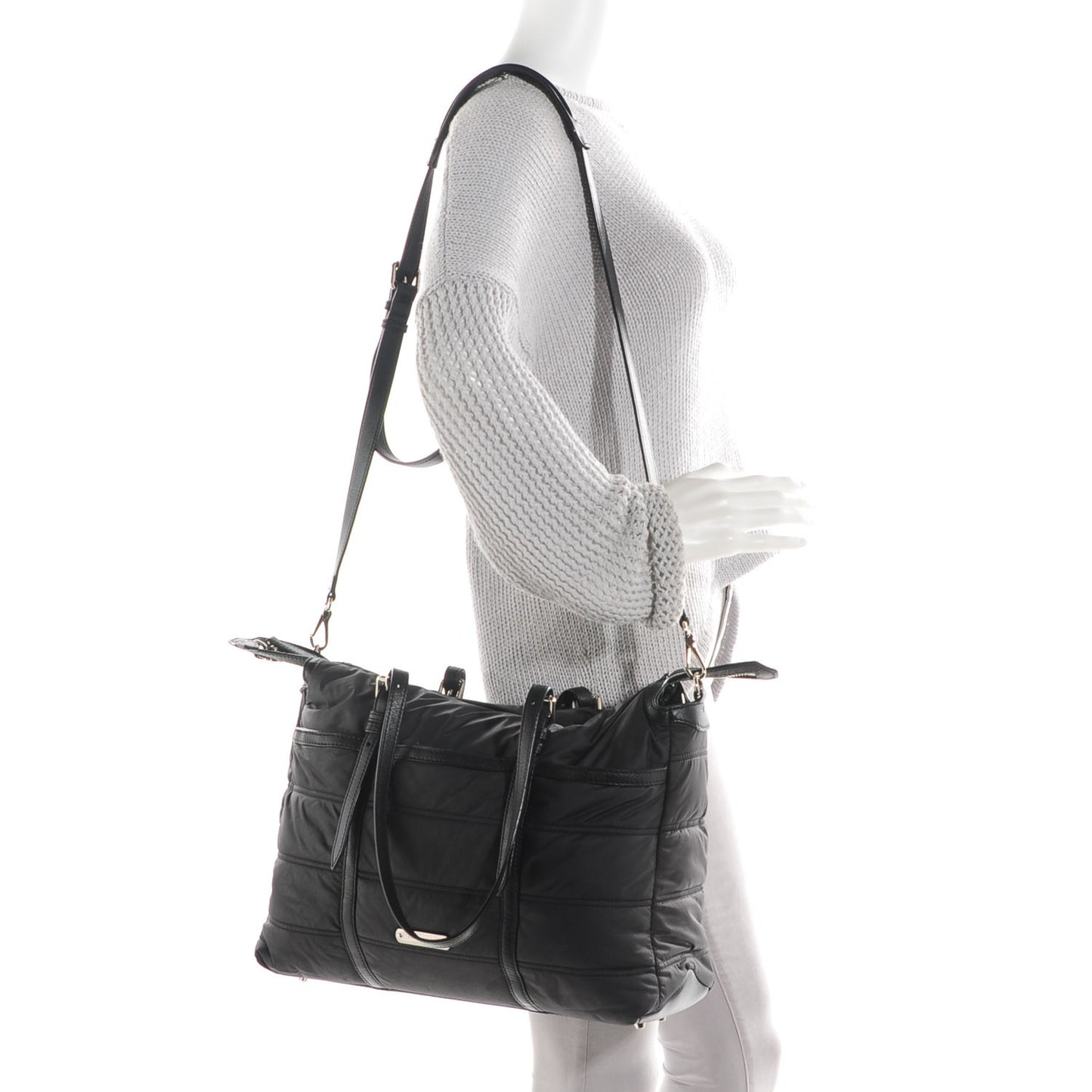 Nylon House Check Quilted Abbey Diaper Bag Black