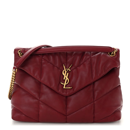 Saint Laurent Lambskin Quilted Medium Loulou Puffer Monogram Chain Satchel Opyum Red 1 of 11