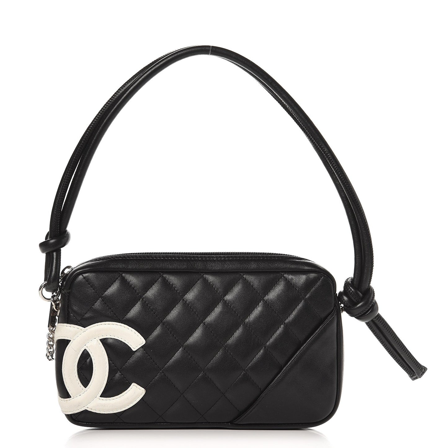 Calfskin Quilted Cambon Pochette Black White