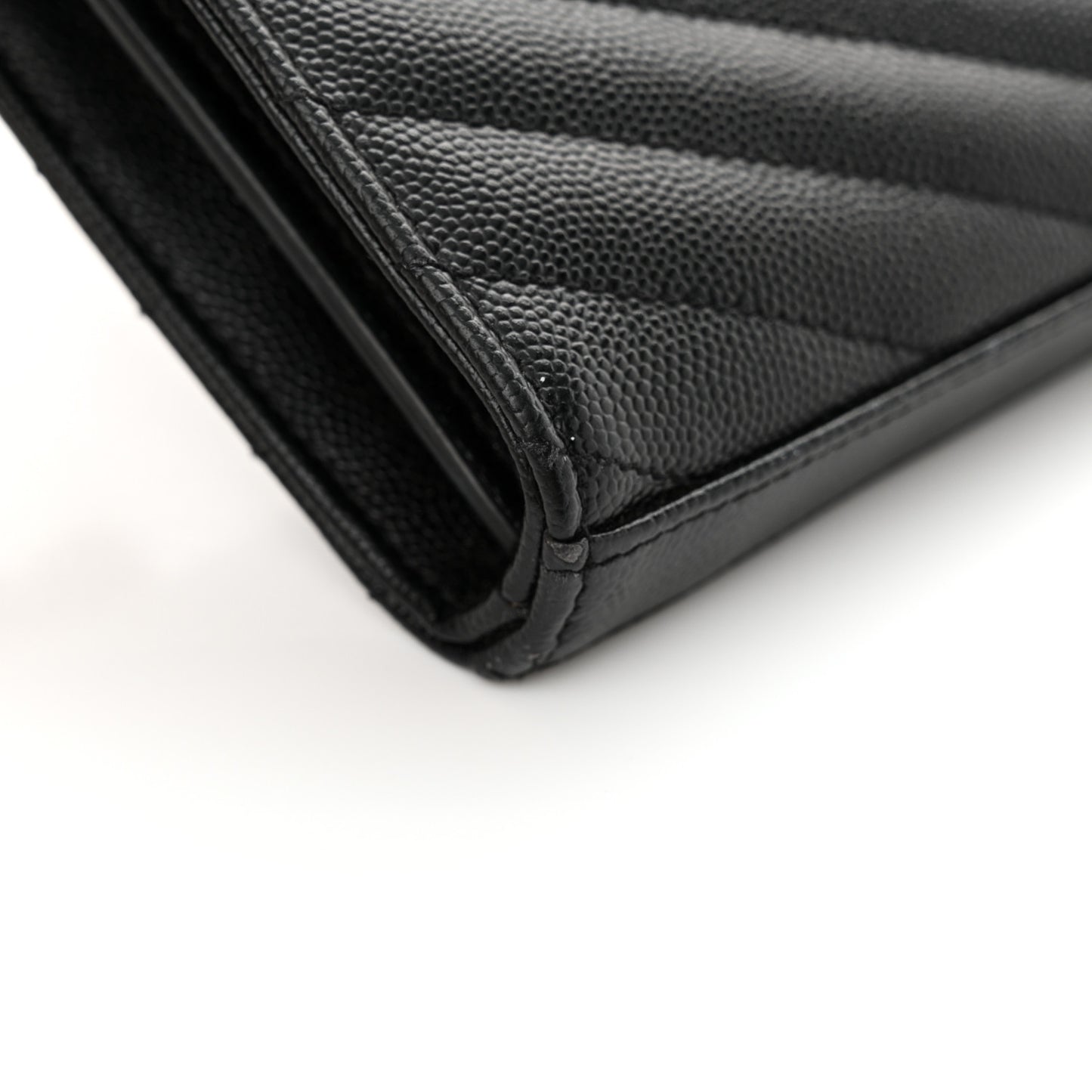 Grain De Poudre Matelasse Chevron Monogram Chain Wallet Black