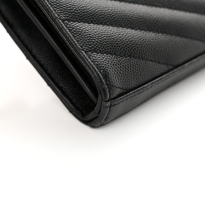 Saint Laurent Grain De Poudre Matelasse Chevron Monogram Chain Wallet Black 13 of 14
