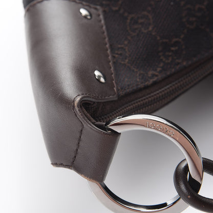 Gucci Denim Monogram Half Moon Hobo Dark Brown 9 of 13