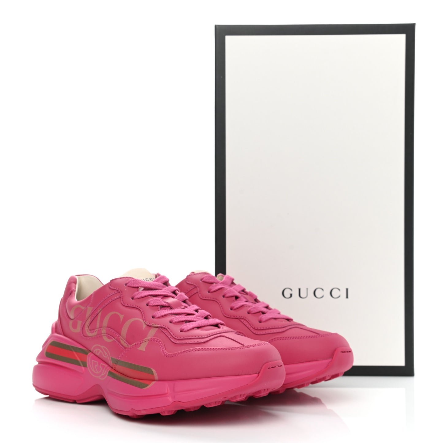 Calfskin Logo Womens Rhyton Sneakers 37.5 Box Pink
