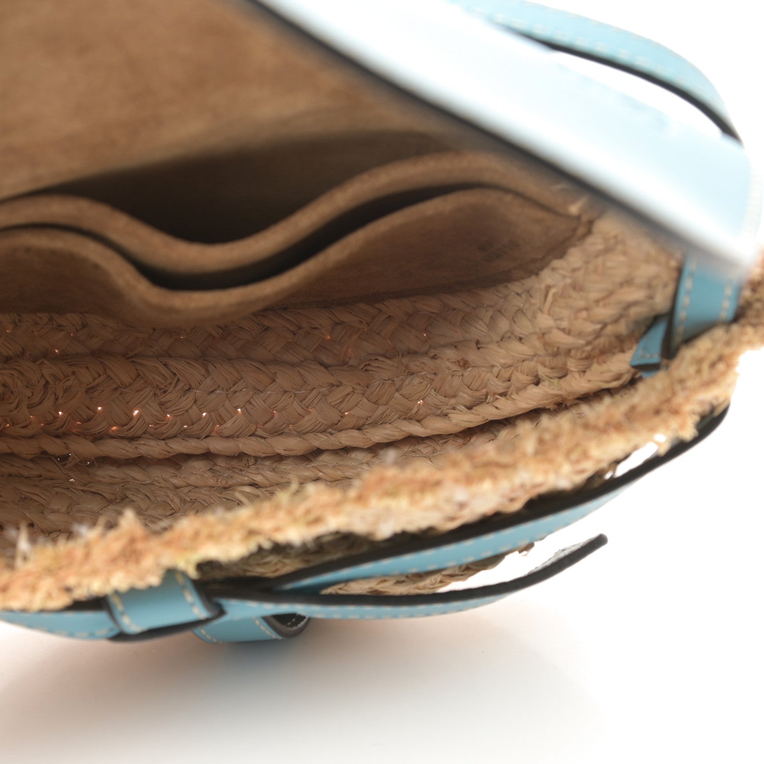 Loewe Calfskin Raffia Mini Gate Crossbody Bag Light Blue Natural 5 of 11
