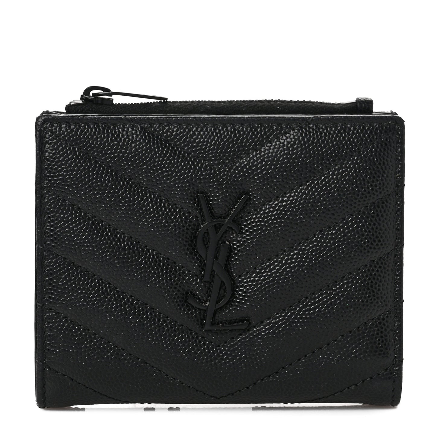 Grain De Poudre Matelasse Chevron Monogram Zipped Card Case Black