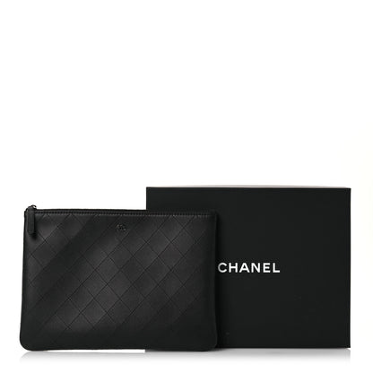 Chanel Calfskin Quilted Stitched CC Medium Cosmetic Case Black 11 of 11