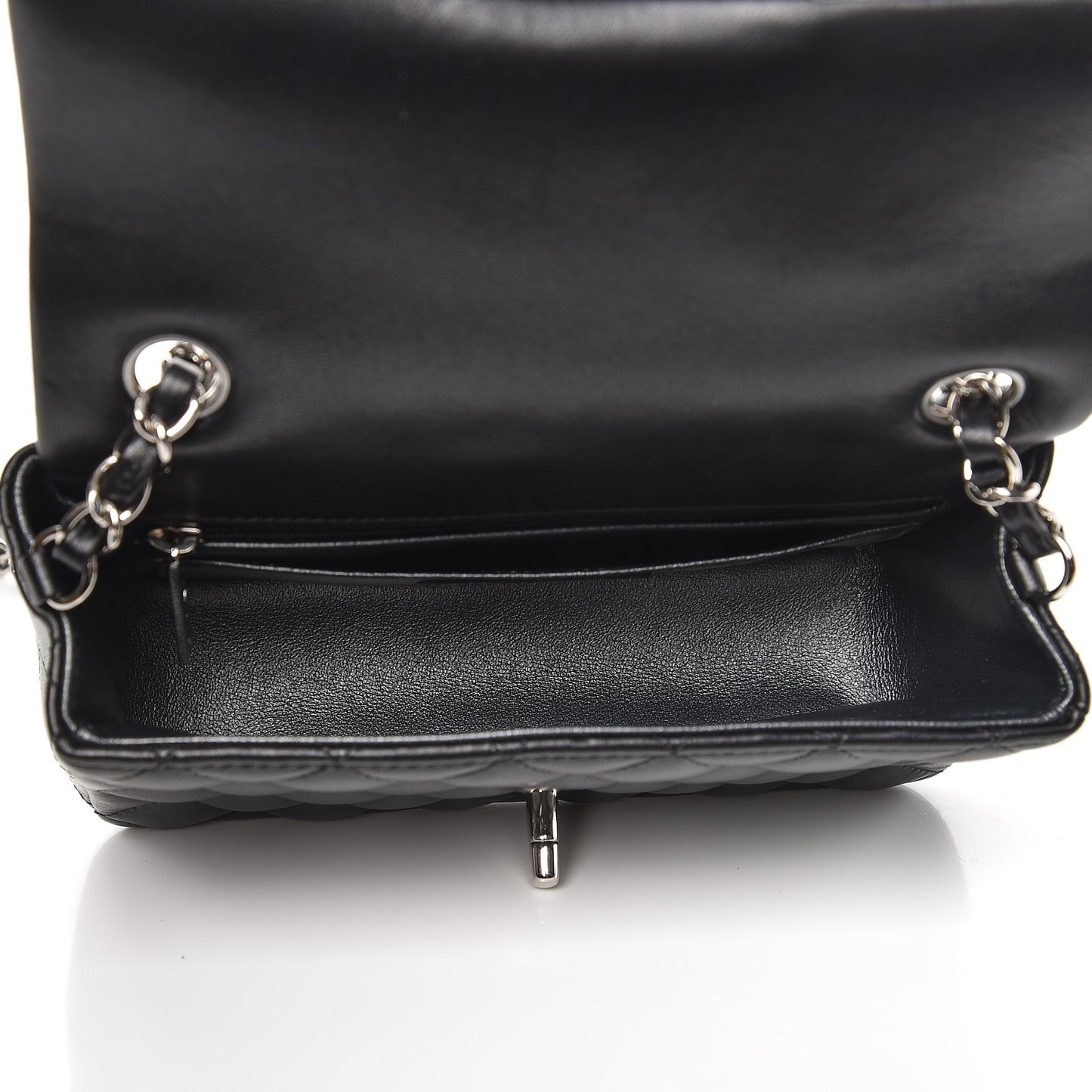 Lambskin Quilted Mini Rectangular Flap Black