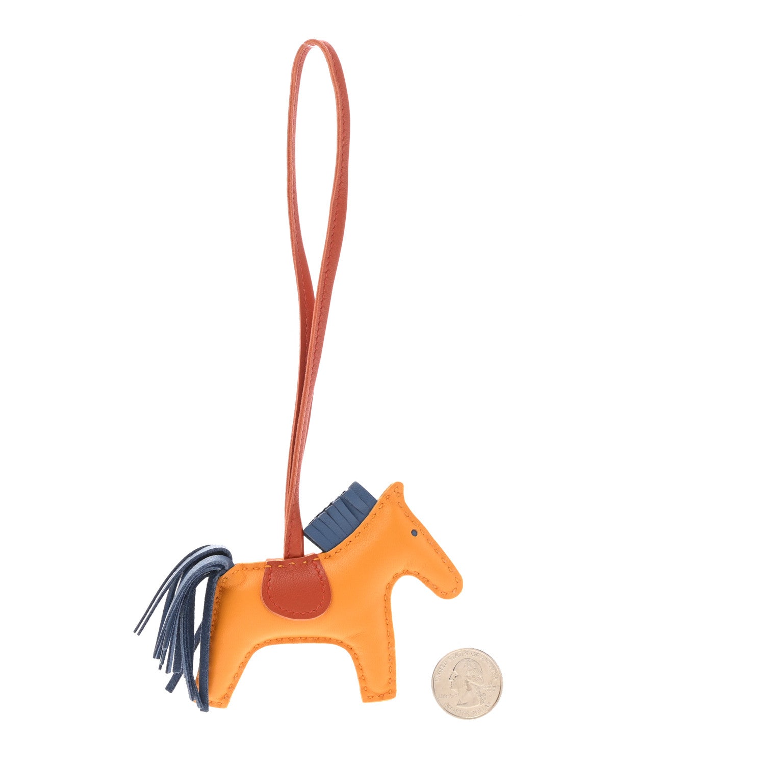 Hermes Milo Lambskin Grigri Rodeo Horse Bag Charm PM Jaune D'Or Bleu Agate Cornaline 2 of 4