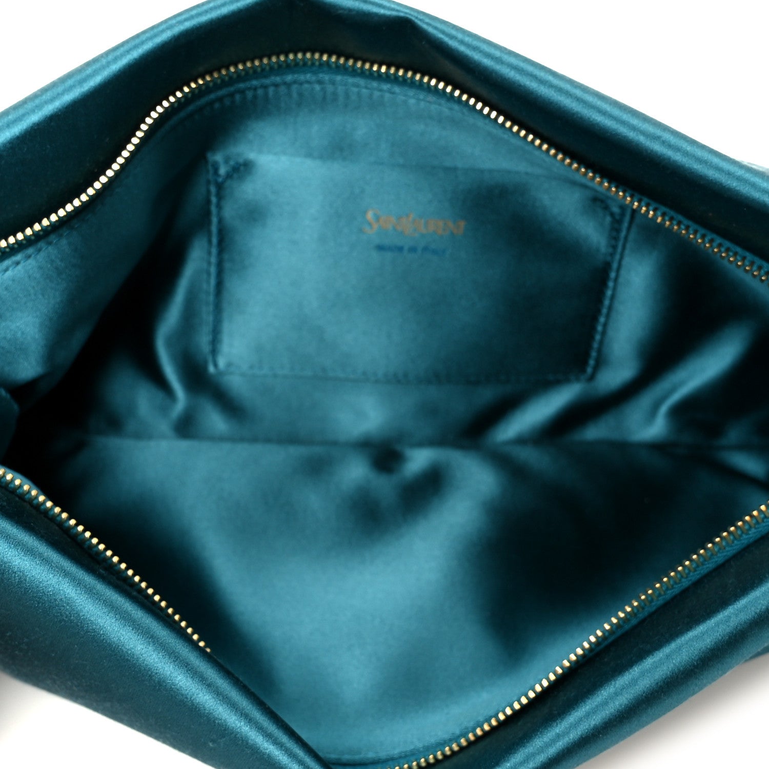 Saint Laurent Satin Evening Soft Clutch Turchese 5 of 9