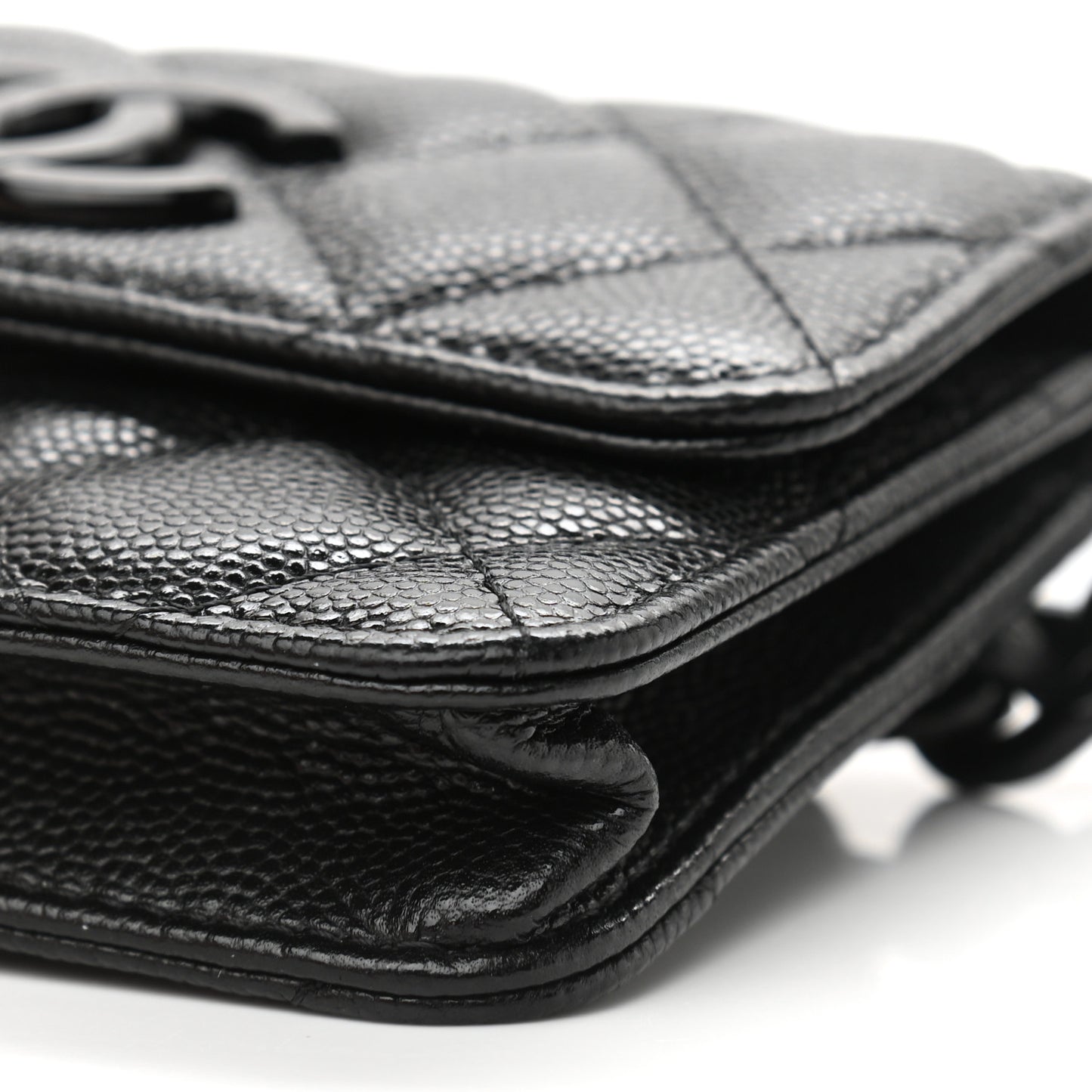Caviar Quilted Incognito Belt Flap Card Holder Black