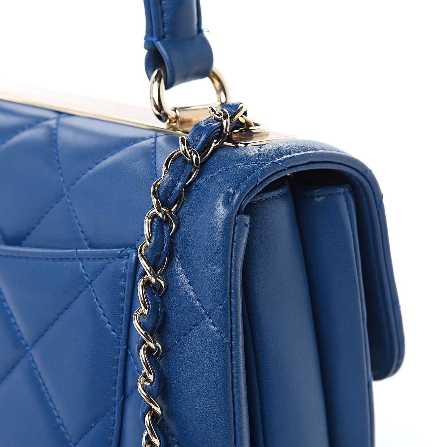 Lambskin Quilted Small Trendy CC Dual Handle Flap Bag Blue