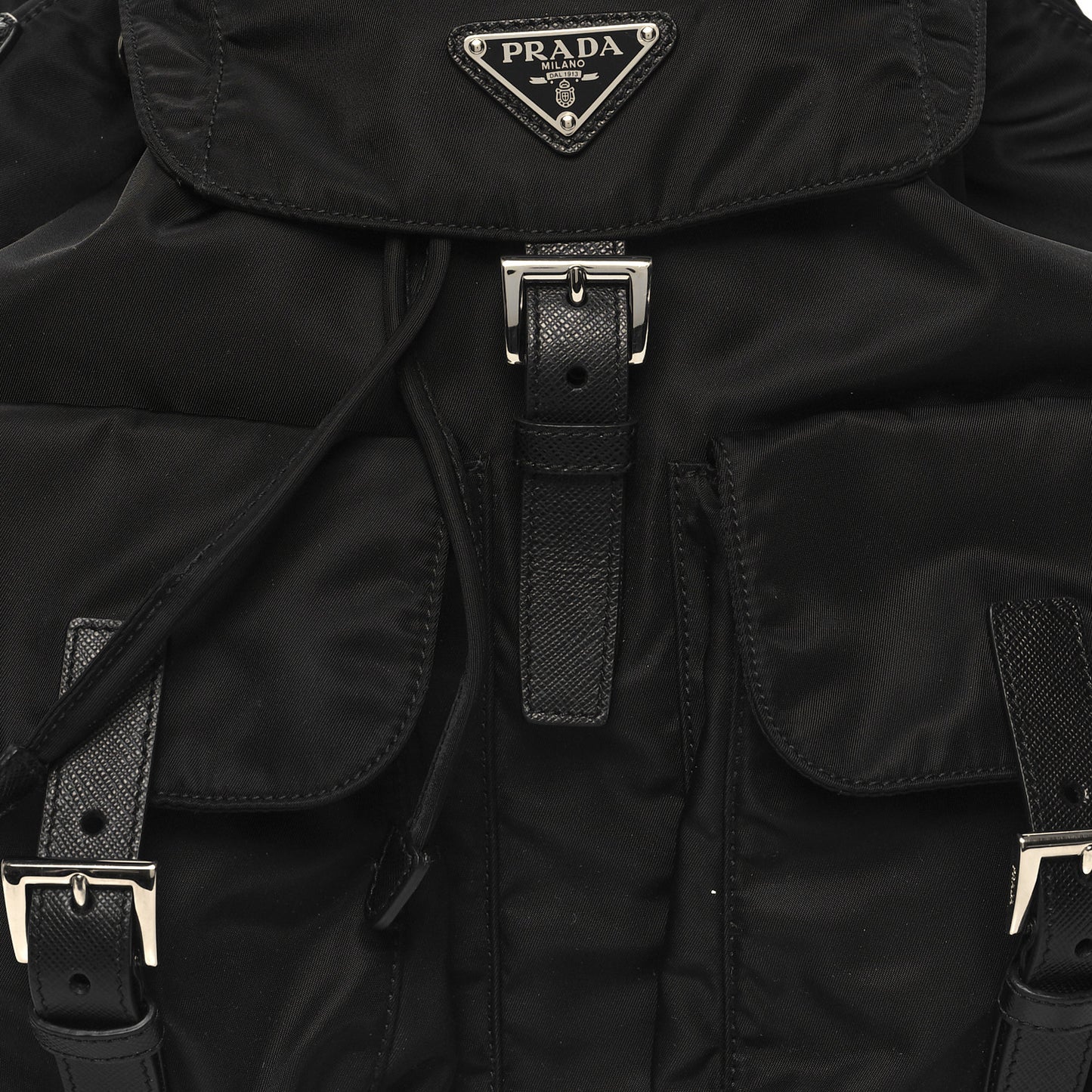 Re-Nylon Tessuto Saffiano Medium Backpack Black