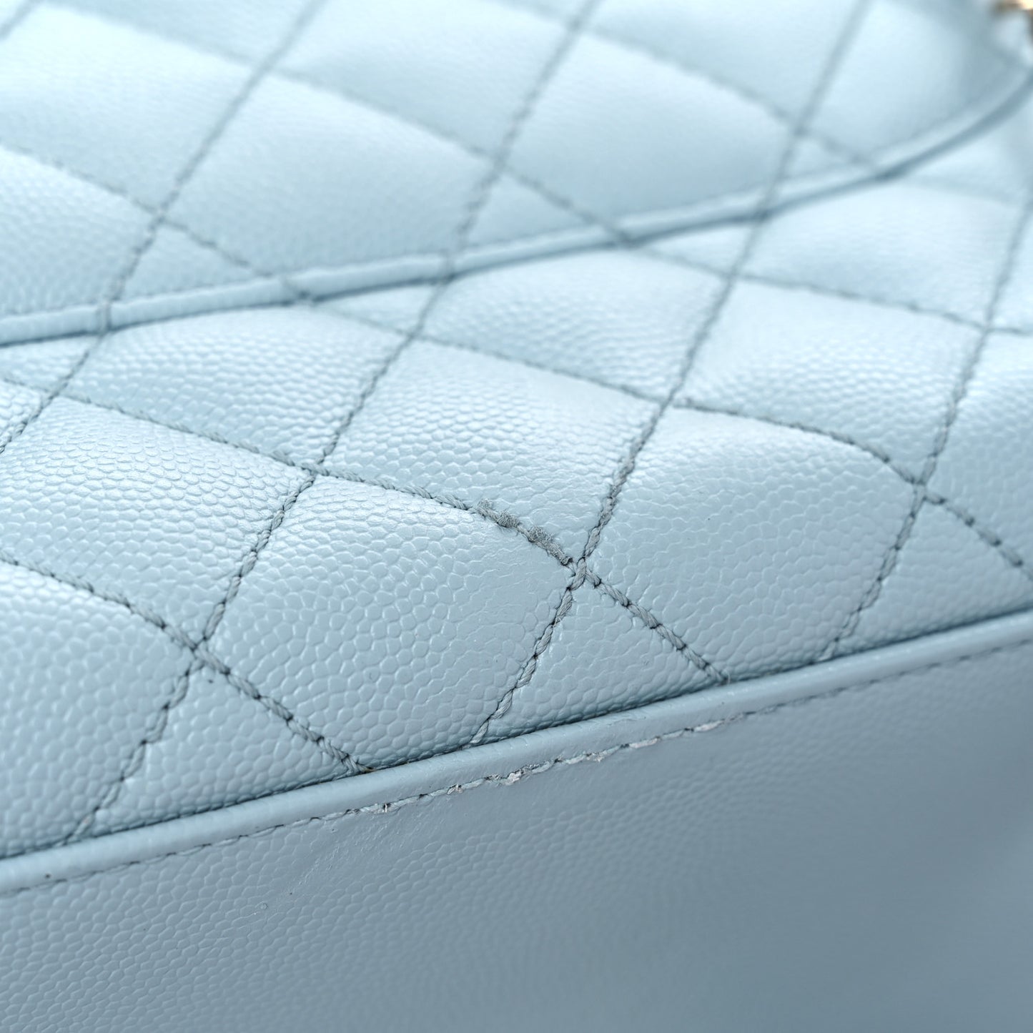 Caviar Quilted Medium Coco Handle Flap Light Blue