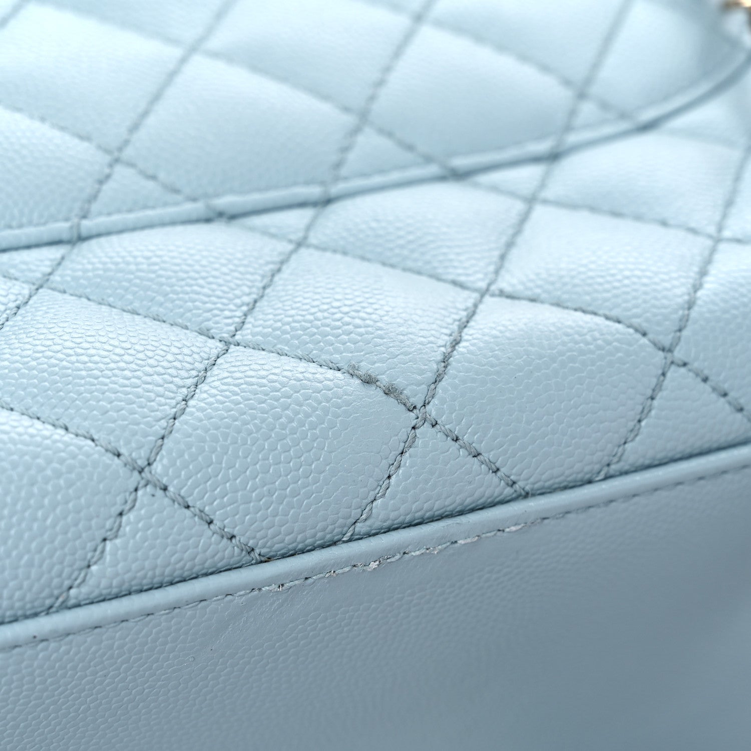 Chanel Caviar Quilted Medium Coco Handle Flap Light Blue 14 of 15