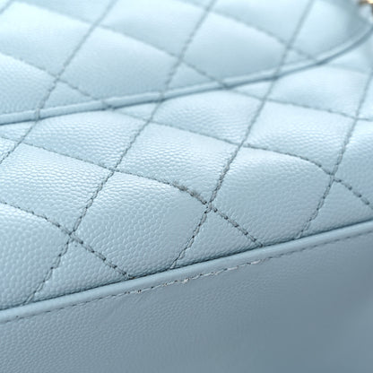 Chanel Caviar Quilted Medium Coco Handle Flap Light Blue 14 of 15