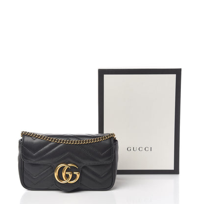 Gucci Calfskin Matelasse Super Mini GG Marmont Shoulder Bag Black 13 of 13