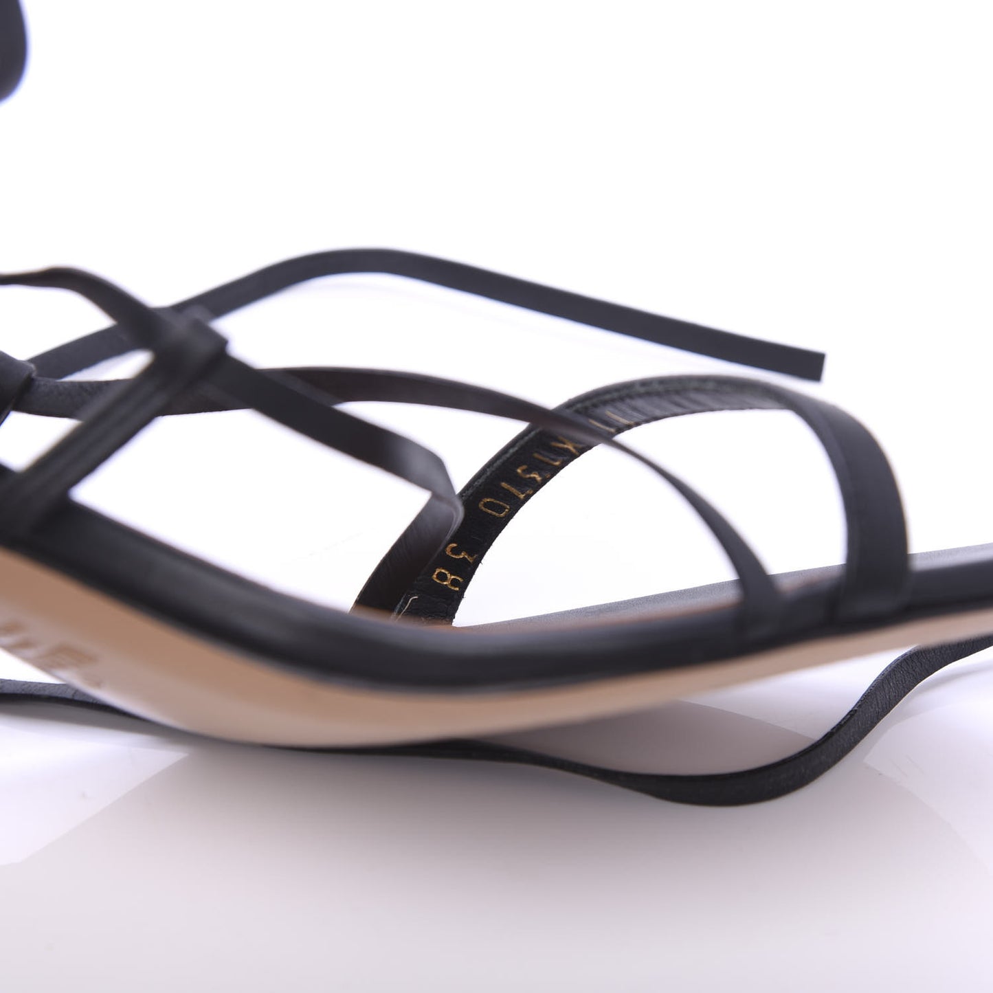 Calfskin Mask Embossed Gladiator Sandals 38 Brown Black