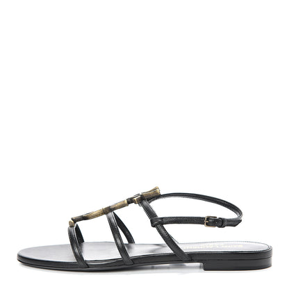 Saint Laurent Calfskin Cassandra Monogram Sandals 36 Black 1 of 9