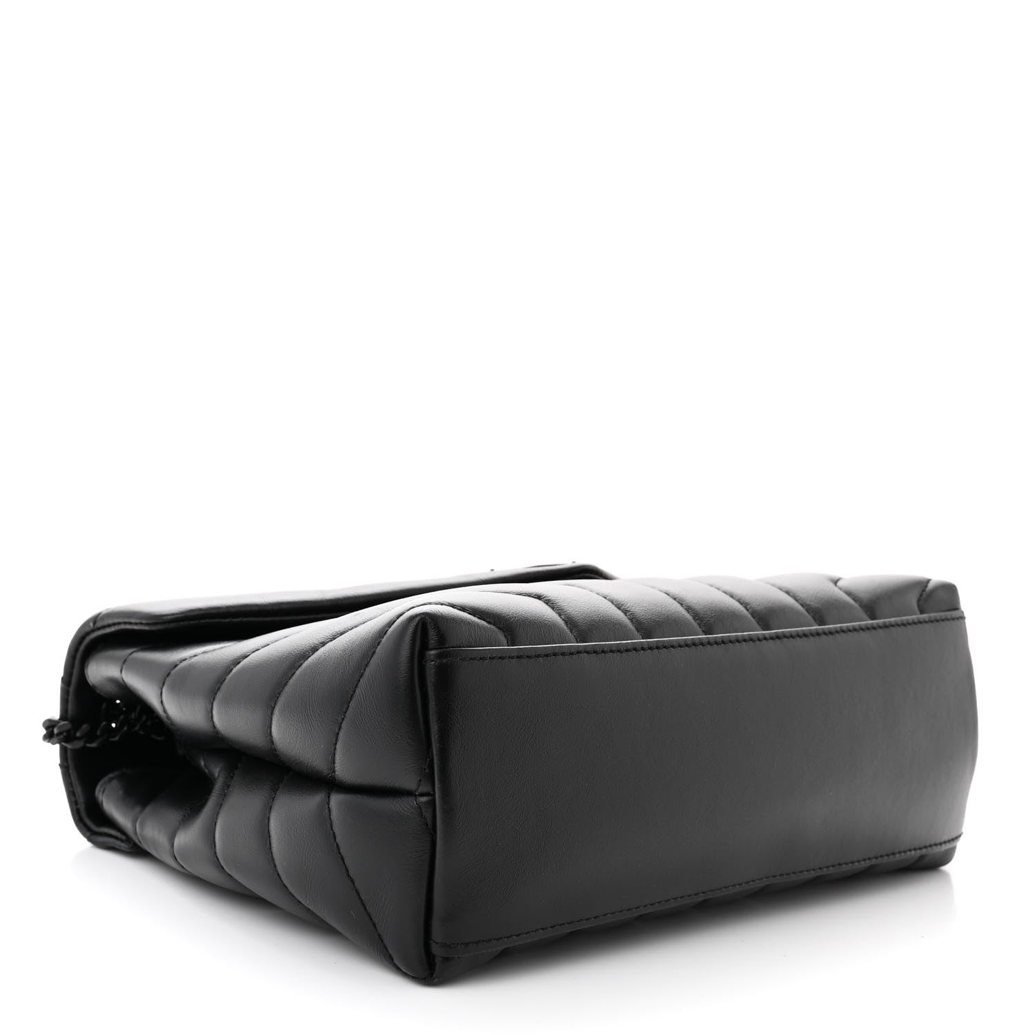 Saint Laurent Calfskin Y Quilted Monogram Monochrome Small Loulou Chain Satchel Black 4 of 10