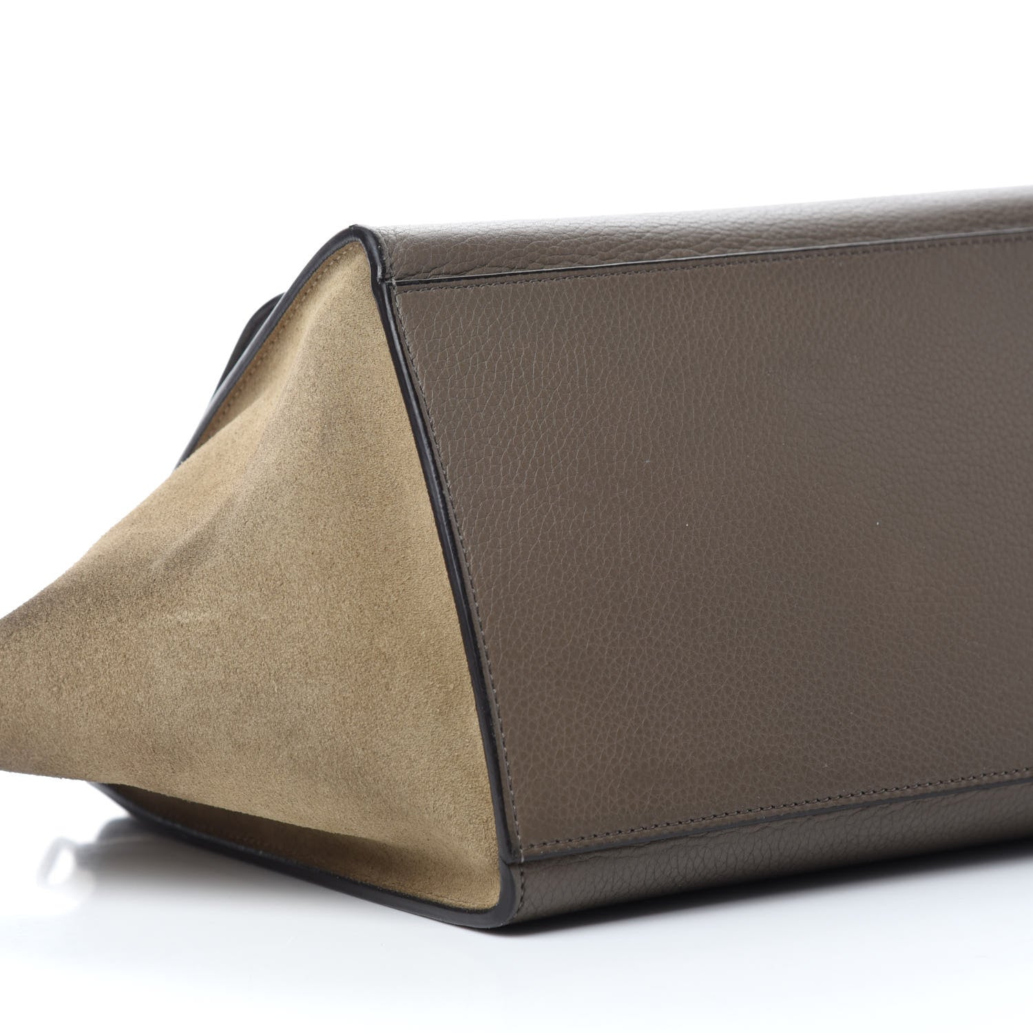 Celine Drummed Calfskin Suede Small Trapeze Taupe 6 of 14