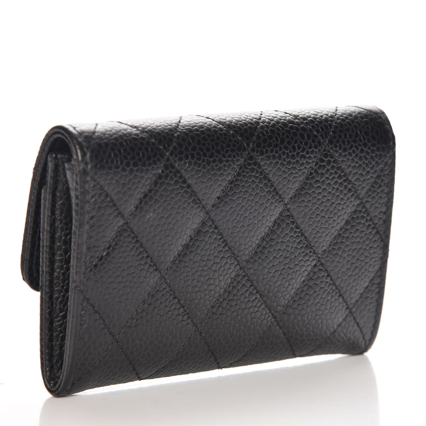 Caviar Quilted Flap Card Holder Black