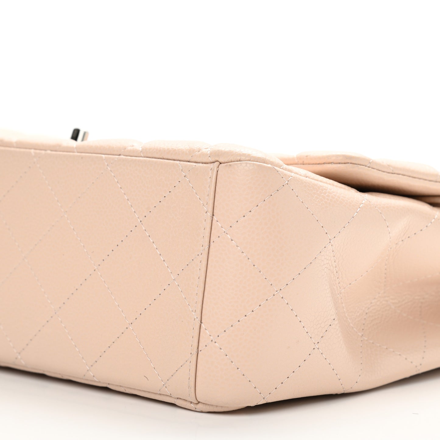 Caviar Quilted Maxi Double Flap Light Beige