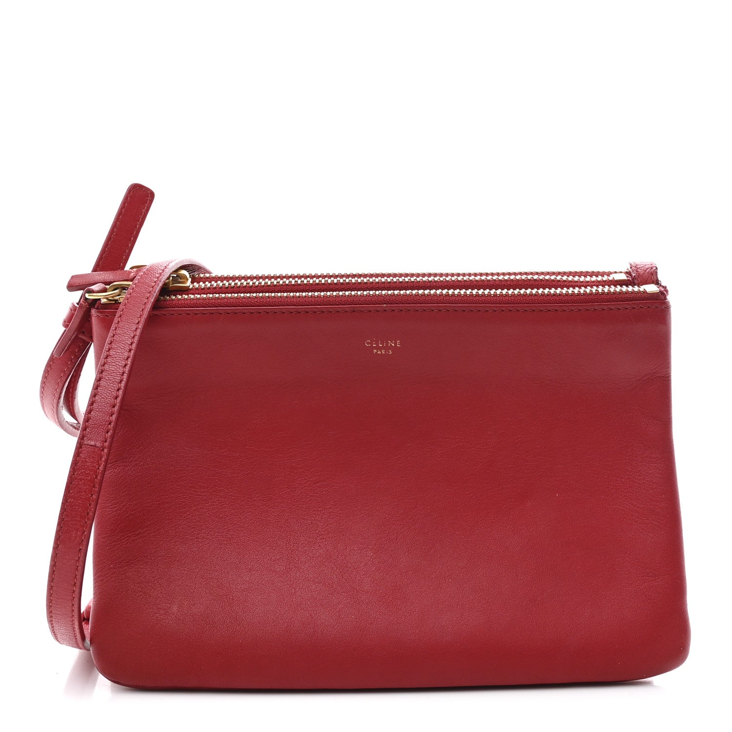 Celine Lambskin Small Trio Crossbody Bag Red 1 of 11