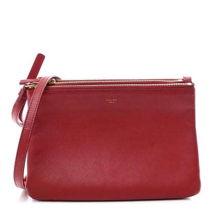 Celine Lambskin Small Trio Crossbody Bag Red 1 of 11