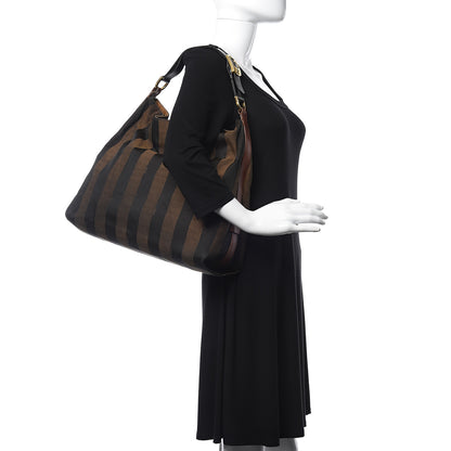 Fendi Pequin Cuoio Vegetale Large Hobo Tobacco Black Cuoio 2 of 19