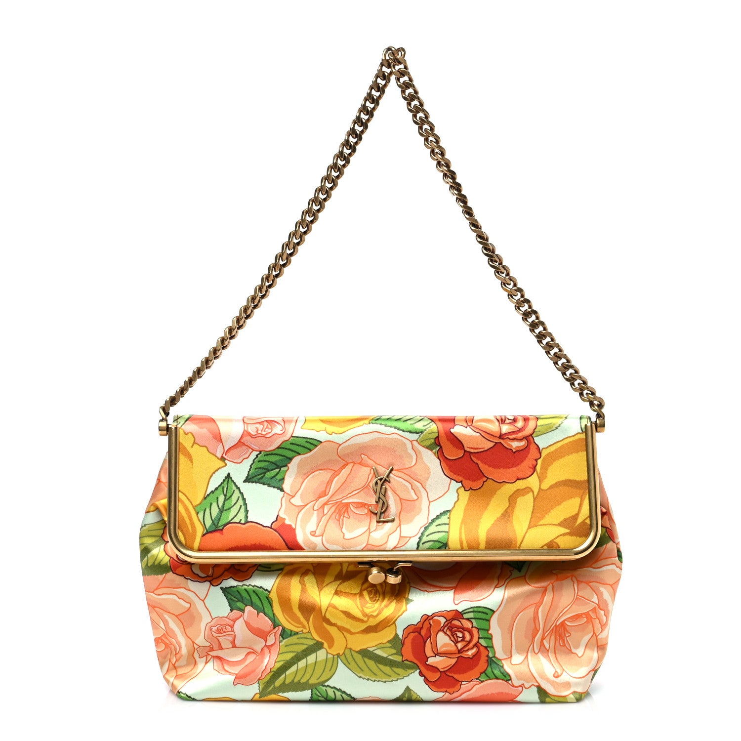 Saint Laurent Silk Floral Print Monogram Medium Sac Charniere Fanny Multicolor 1 of 8