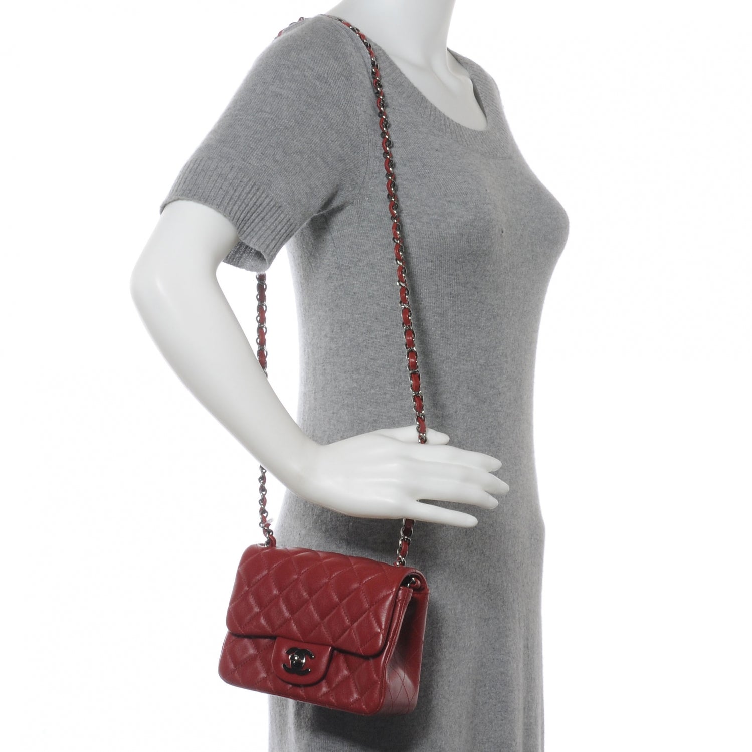 Chanel Lambskin Quilted Mini Square Flap Red 2 of 8