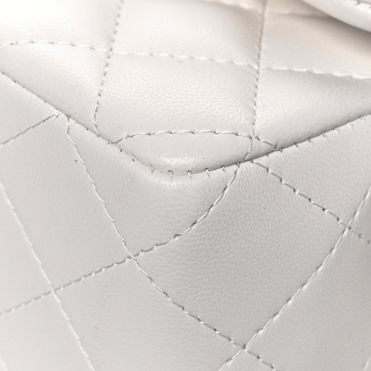 Lambskin Quilted Mini Rectangular Flap White