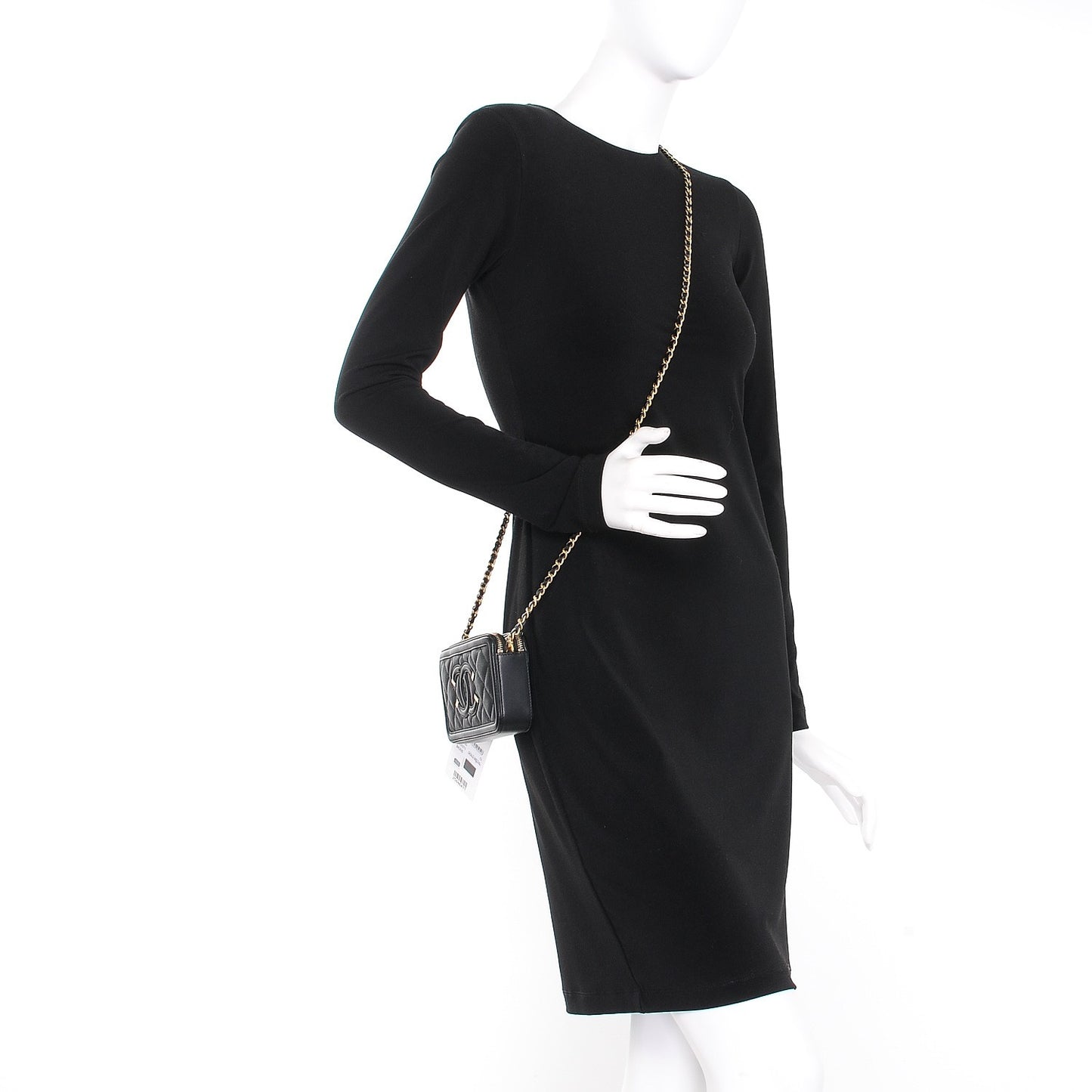 Caviar Quilted CC Filigree Clutch With Chain Black