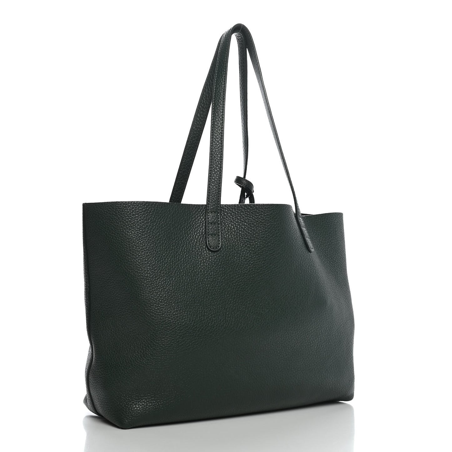 Tumbled Calfskin Small Shopping Tote Green