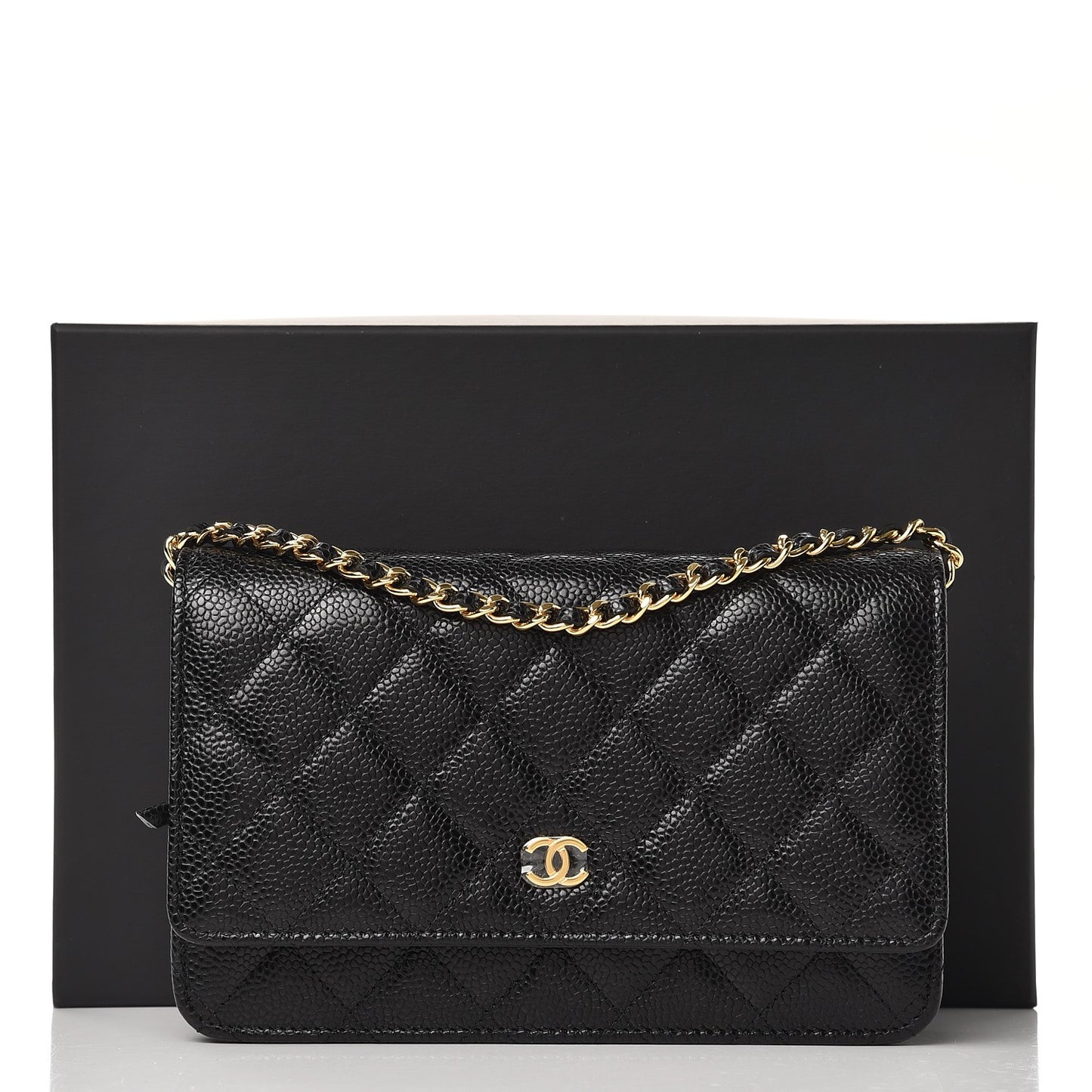Caviar Quilted Wallet On Chain WOC Black