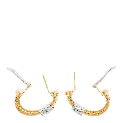 Roberto Coin 18K Yellow White Gold Diamond Primavera Silk Mesh Hoop Earrings 3 of 7
