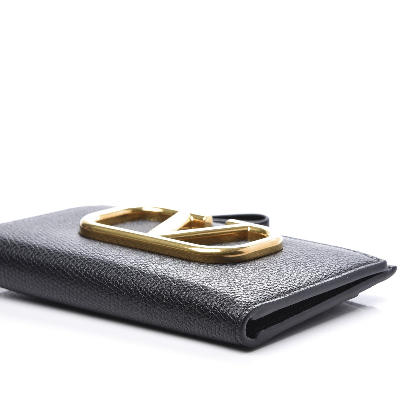 Grained Calfskin VLogo Coin Case Card Holder Black