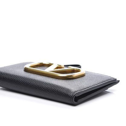 Valentino Garavani Grained Calfskin VLogo Coin Case Card Holder Black 7 of 8