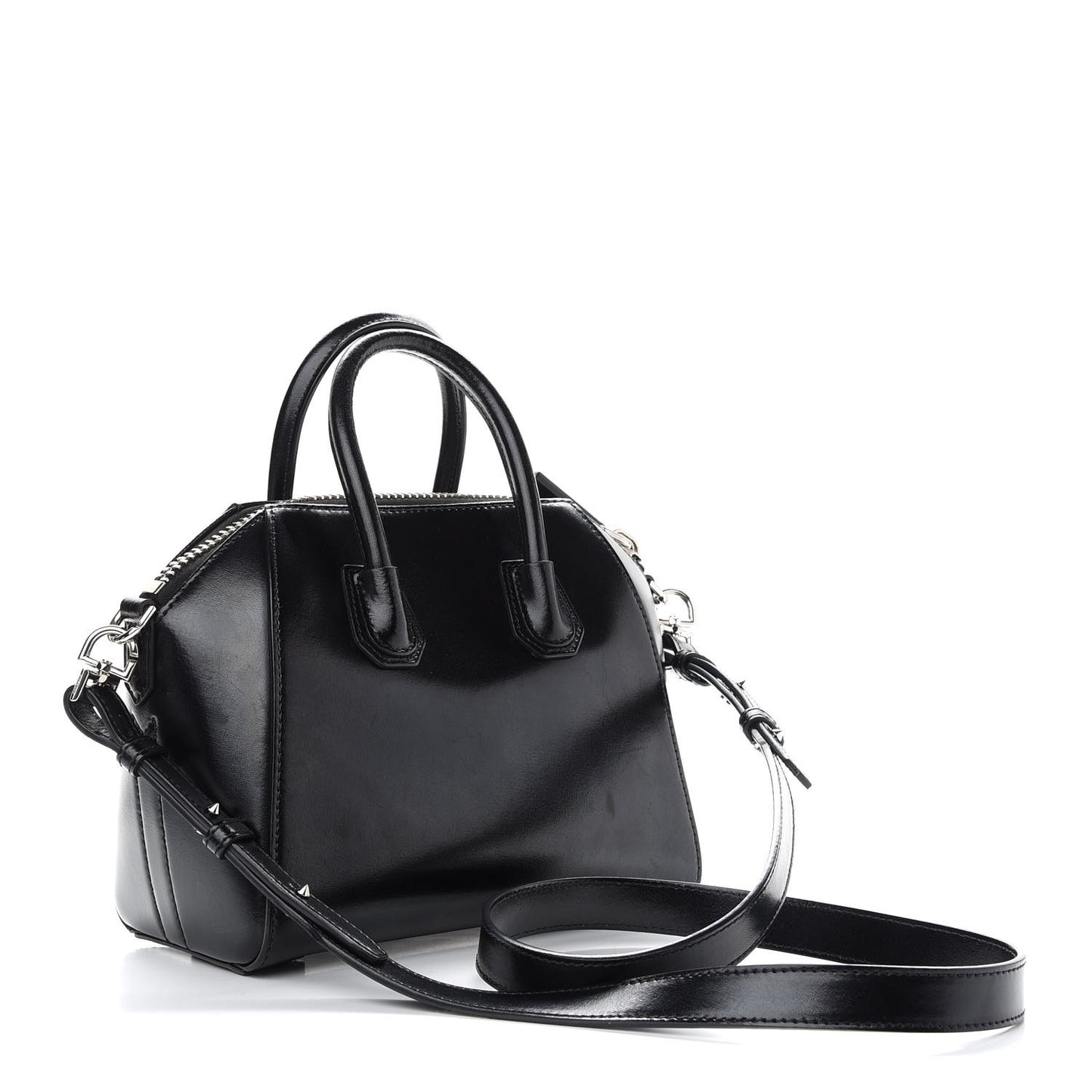 Shiny Lord Calfskin Mini Antigona Black
