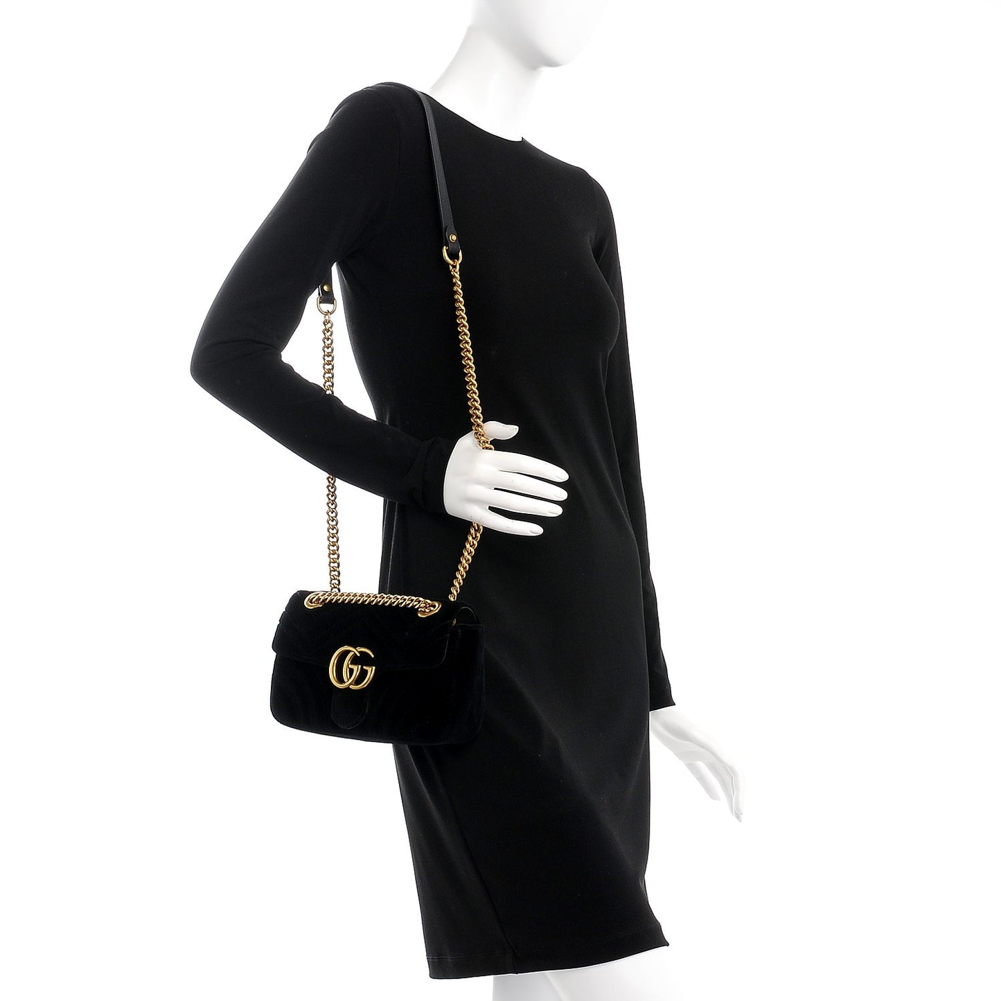 Velvet Matelasse Mini GG Marmont Shoulder Bag Black