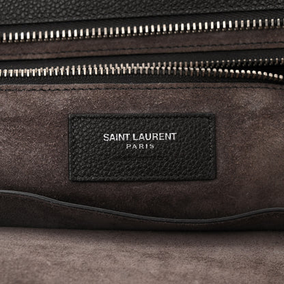Saint Laurent Grained Calfskin Medium Cabas Rive Gauche Coal 6 of 10