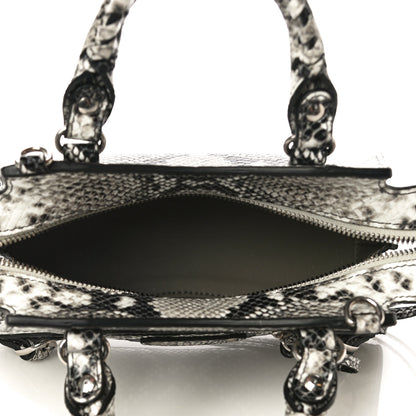 Balenciaga Grained Calfskin Snake Effect Neo Classic Silver Hardware Mini City Black White 4 of 8