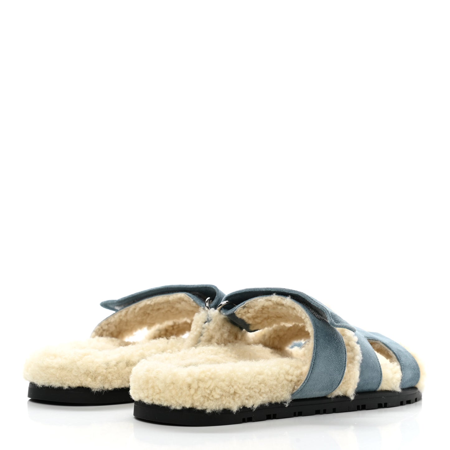 Suede Goatskin Woolskin Womens Chypre Sandals 36 Bleu Pinede